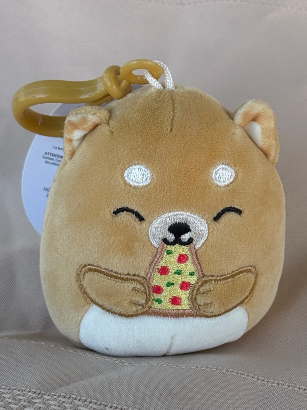 Squishmallow Plush Angie Shiba Inu Eating Pizza Keychain Toy